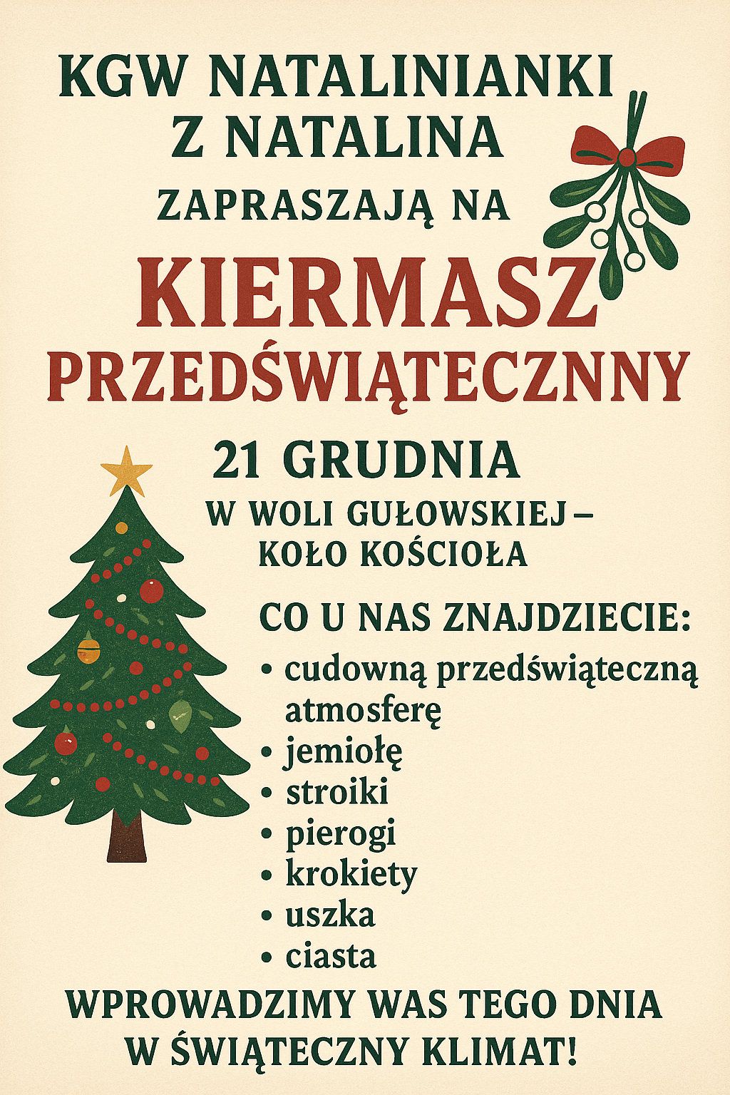 KGW "Natalinianki" zapraszają na kiermasz przedświateczny